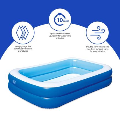 Swimming Pools |  Inflatable Rectangular Family Pool with Cover – One-size Sports & Fitness Swimming Pools