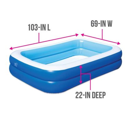 Swimming Pools |  Inflatable Rectangular Family Pool with Cover – One-size Sports & Fitness Swimming Pools