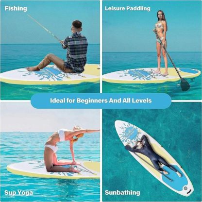 Swimming Pools |  Inflatable Stand Up Paddle Board with Accessories & Backpack Sports & Fitness Black/Blue/Dark Blue/Orange/Pink