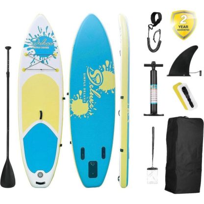 Swimming Pools |  Inflatable Stand Up Paddle Board with Accessories & Backpack Sports & Fitness Black/Blue/Dark Blue/Orange/Pink