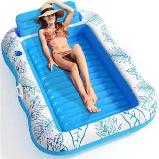 Swimming Pools |  Large beach sunbathing raft sunbathing water leisure float with drink holder – X-Large Sports & Fitness Blue+White