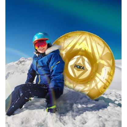 Swimming Pools |  POZA Gold Inflatable Snow Tube for Sledding with Handles and Confetti – 41 x 41 x 12 inches Sports & Fitness Gold