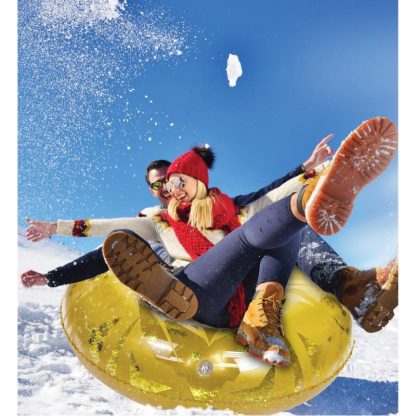 Swimming Pools |  POZA Gold Inflatable Snow Tube for Sledding with Handles and Confetti – 41 x 41 x 12 inches Sports & Fitness Gold