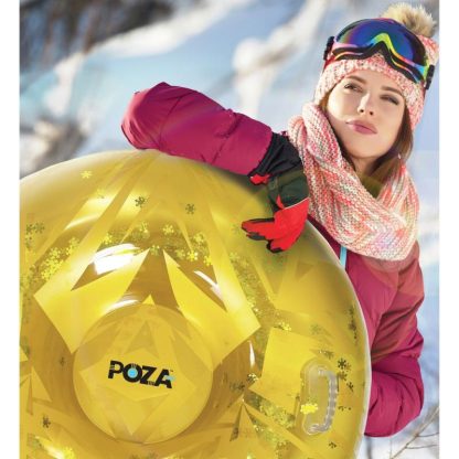 Swimming Pools |  POZA Gold Inflatable Snow Tube for Sledding with Handles and Confetti – 41 x 41 x 12 inches Sports & Fitness Gold