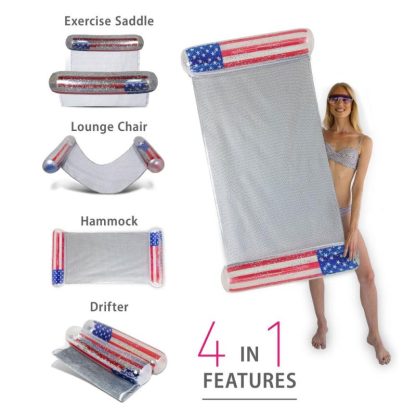 Swimming Pools |  POZA Inflatable USA Flag Pool Floats Bundle Pack with Confetti – ‎56 x 30 x 5 inches Sports & Fitness Multicolor