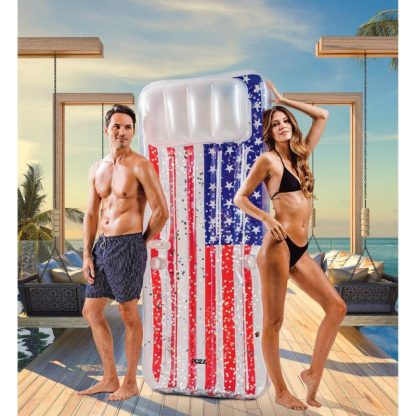 Swimming Pools |  POZA Inflatable USA Flag Pool Floats Collection with Sparkle Confetti – 36 inches Sports & Fitness Red-White-Blue