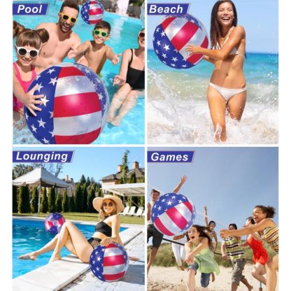 Swimming Pools |  POZA Inflatable USA Flag Pool Floats Collection with Sparkle Confetti – 36 inches Sports & Fitness Red-White-Blue