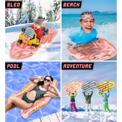 Swimming Pools |  POZA Pink Inflatable Snow Boogie Sled with Handles and Confetti – 44 x 26 x 6 inches Sports & Fitness Pink