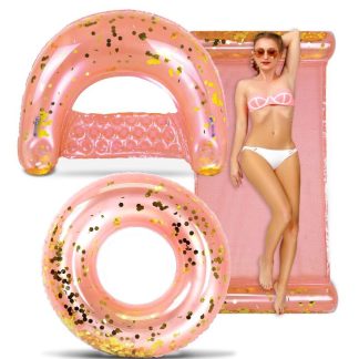 Swimming Pools |  POZA Rose Gold Inflatable Pool Floats Seating Bundle – 3 Pieces Pack – ‎56 x 30 x 5 inches Sports & Fitness Rose Gold