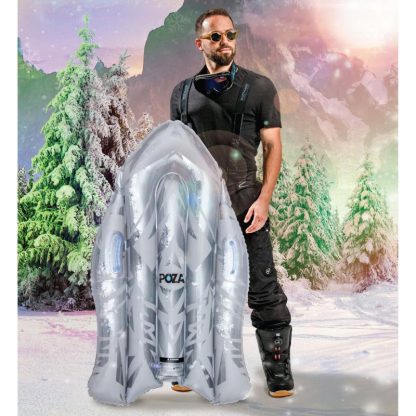 Swimming Pools |  POZA Silver Inflatable Snow Boogie Sled with Handles and Confetti – 44 x 26 x 6 inches Sports & Fitness Silver