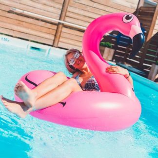 Swimming Pools |  Solar Powered Inflatable Flamingo Pool Floats with Lights for Adults Water Entertainment Sports & Fitness Pink