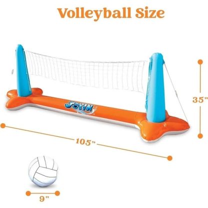 Swimming Pools |  Syncfun 105″ Inflatable Pool Float Volleyball Net & Basketball Hoops Set – 5 x 11 x 12 Sports & Fitness Orange