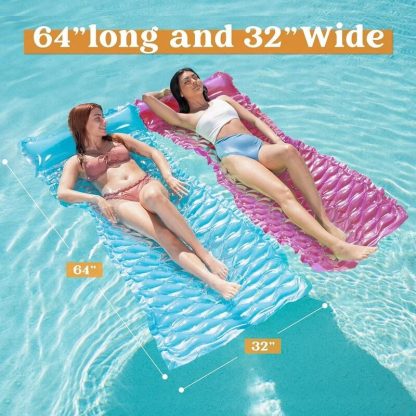 Swimming Pools |  Syncfun 2Pcs Inflatable Floating Mat, Blue, Purple – 3 x 9 x 11 Sports & Fitness Multi