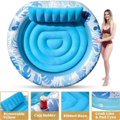 Swimming Pools |  Tanning Pool Lounger Float, Luxury Fabric Large Pool Float Inflatable Lake Float Sports & Fitness Swimming Pools