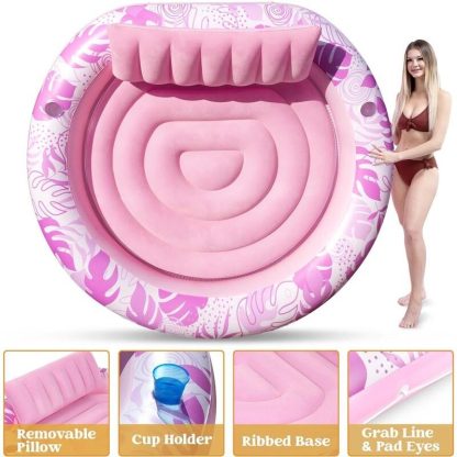 Swimming Pools |  Tanning Pool Lounger Float, Luxury Fabric Large Pool Float Inflatable Lake Float Sports & Fitness Swimming Pools