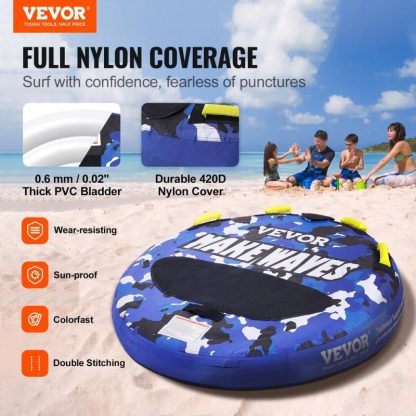 Swimming Pools |  Towable Tube for Boating Inflatable Boat Tubes and Towables Full Nylon Cover, EVA Grab Handles and Speed Safety Valve Sports & Fitness Swimming Pools