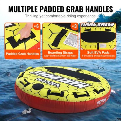 Swimming Pools |  Towable Tube for Boating Inflatable Boat Tubes and Towables Full Nylon Cover, EVA Grab Handles and Speed Safety Valve Sports & Fitness Swimming Pools