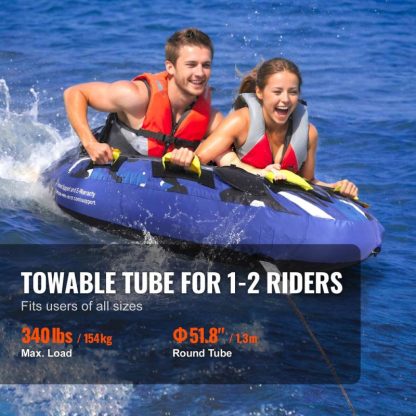 Swimming Pools |  Towable Tube for Boating Inflatable Boat Tubes and Towables Full Nylon Cover, EVA Grab Handles and Speed Safety Valve Sports & Fitness Swimming Pools