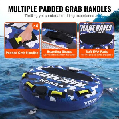 Swimming Pools |  Towable Tube for Boating Inflatable Boat Tubes and Towables Full Nylon Cover, EVA Grab Handles and Speed Safety Valve Sports & Fitness Swimming Pools