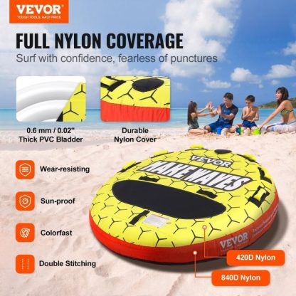 Swimming Pools |  Towable Tube for Boating Inflatable Boat Tubes and Towables Full Nylon Cover, EVA Grab Handles and Speed Safety Valve Sports & Fitness Swimming Pools