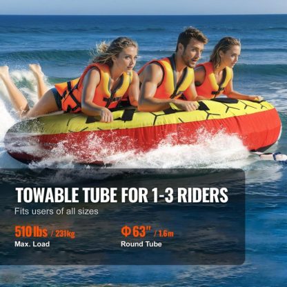 Swimming Pools |  Towable Tube for Boating Inflatable Boat Tubes and Towables Full Nylon Cover, EVA Grab Handles and Speed Safety Valve Sports & Fitness Swimming Pools