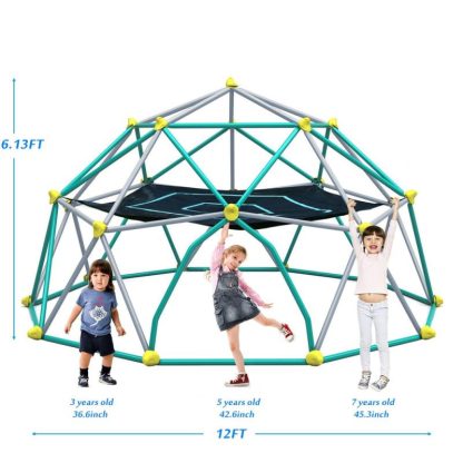 Swing Sets |  12ft Geometric Dome Climber Play Center, Kids Climbing Dome Tower with Hammock, Rust & UV Resistant Steel Supporting 1000 LBS Sports & Fitness Swing Sets