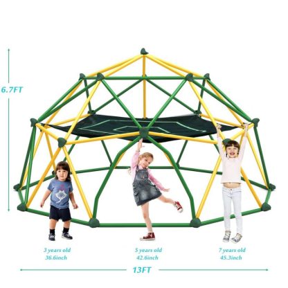 Swing Sets |  13ft Geometric Dome Climber Play Center, Kids Climbing Dome Tower with Hammock, Rust & UV Resistant Steel Supporting 1000 LBS Sports & Fitness Swing Sets