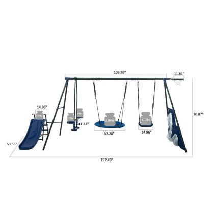 Swing Sets |  152.49 in. W Six Function Swing Set 440lbs for age 3 Sports & Fitness Swing Sets