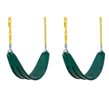 Swing Sets |  2 Green Extreme-Duty Swing Seats with Chains and Stand-Up Swing – 26″ L x 6″ W x .5″ Thick Sports & Fitness Swing Sets