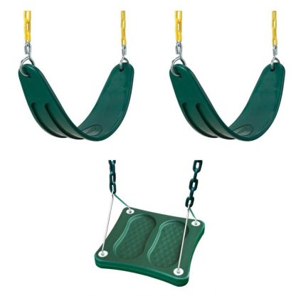 Swing Sets |  2 Green Extreme-Duty Swing Seats with Chains and Stand-Up Swing – 26″ L x 6″ W x .5″ Thick Sports & Fitness Swing Sets