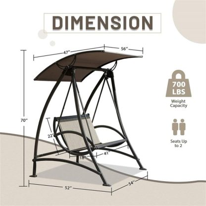 Swing Sets |  2-Seat Patio Swing Chair Porch Swing with Adjustable Canopy Sports & Fitness Swing Sets