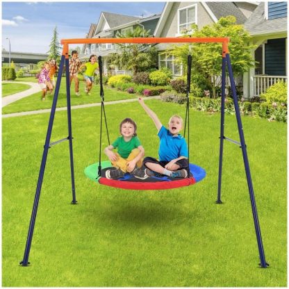 Swing Sets |  32″ Saucer Swing with Stand for Kids Outdoor Sports & Fitness Swing Sets