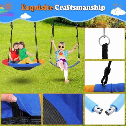 Swing Sets |  32″ Saucer Swing with Stand for Kids Outdoor 440lbs Saucer Swing Set Sports & Fitness Orange