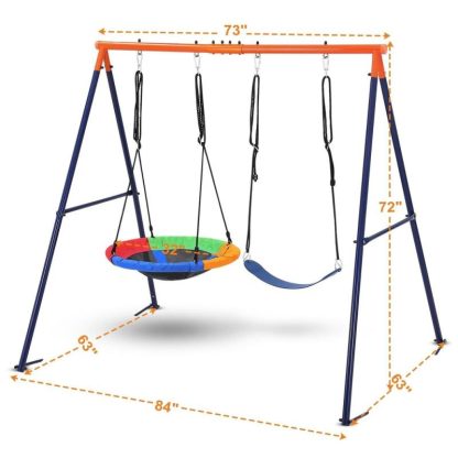 Swing Sets |  32″ Saucer Swing with Stand for Kids Outdoor Sports & Fitness Swing Sets