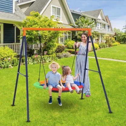 Swing Sets |  32″ Saucer Swing with Stand for Kids Outdoor Sports & Fitness Swing Sets