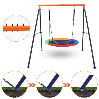 Swing Sets |  32″ Saucer Swing with Stand for Kids Outdoor Sports & Fitness Swing Sets