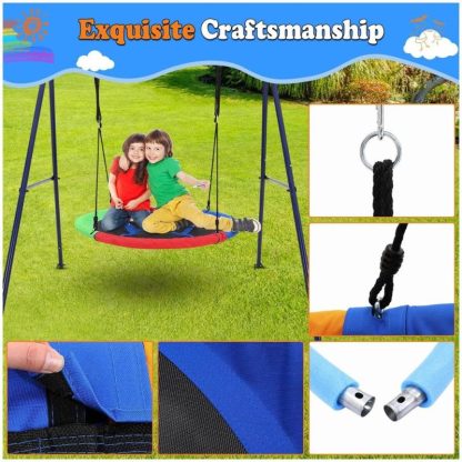 Swing Sets |  32″ Saucer Swing with Stand for Kids Outdoor Sports & Fitness Swing Sets