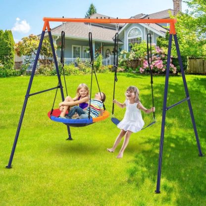 Swing Sets |  32″ Saucer Swing with Stand for Kids Outdoor Sports & Fitness Swing Sets