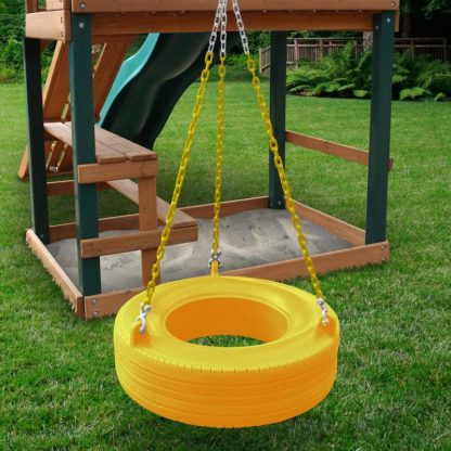 Swing Sets |  360-Degree Turbo Tire Swing with Swivel and Coated Chains – 27″ W x 27″ D x 10″ H Sports & Fitness Swing Sets