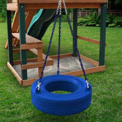 Swing Sets |  360-Degree Turbo Tire Swing with Swivel and Coated Chains – 27″ W x 27″ D x 10″ H Sports & Fitness Swing Sets