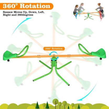 Swing Sets |  360 Rotation Outdoor Kids Spinning Seesaw Teeter Totter for Backyard Sports & Fitness Swing Sets