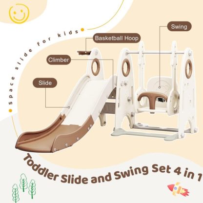 Swing Sets |  4-in-1 HDPE Indoor/Outdoor Playground Playset Kids Swing Set Sports & Fitness Swing Sets