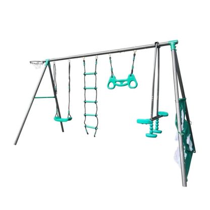 Swing Sets |  4 in 1 Outdoor Playground Large Children Metal Swing Set for Age 3 Up Sports & Fitness Swing Sets