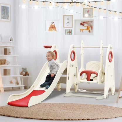 Swing Sets |  4 in 1 Toddler Slide and Swing Set Sports & Fitness Swing Sets