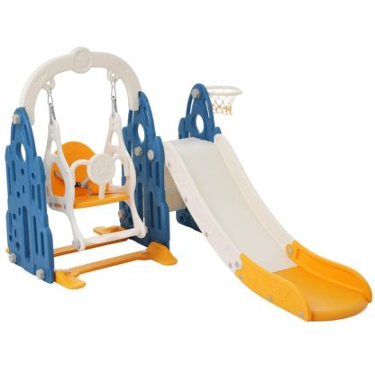 Swing Sets |  4 In 1 Toddler Slide And Swing Set Kids Freestanding Climber Slide Playset With Basketball Hoop Rocket Themed Slide Sports & Fitness Swing Sets