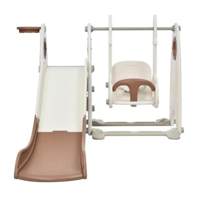 Swing Sets |  4 in 1 Toddler Slide and Swing Set, Kids Playground Climber Slide Playset Freestanding Combination with Basketball Hoop Sports & Fitness Swing Sets