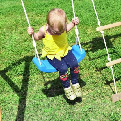 Swing Sets |  4-in-1 Wood Swing Set – Slide, Climbing Rope Ladder Sports & Fitness Swing Sets