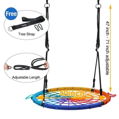 Swing Sets |  40 inch Spider Web Saucer Swing with Straps and Swivel Sports & Fitness Red