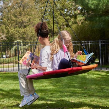 Swing Sets |  40 Inch Tree Swing Saucer with Hanging Straps Swings for Kids – Multicolor Sports & Fitness Swing Sets