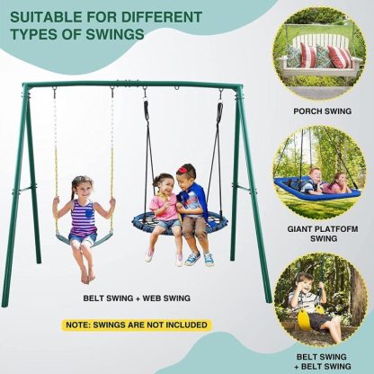 Swing Sets |  440lbs Extra Large Metal Swing Frame with 5 Hanging Hooks Sports & Fitness Green